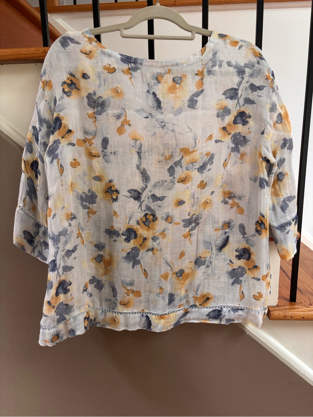 J.Jill Floral Linen Blend Boxy Top